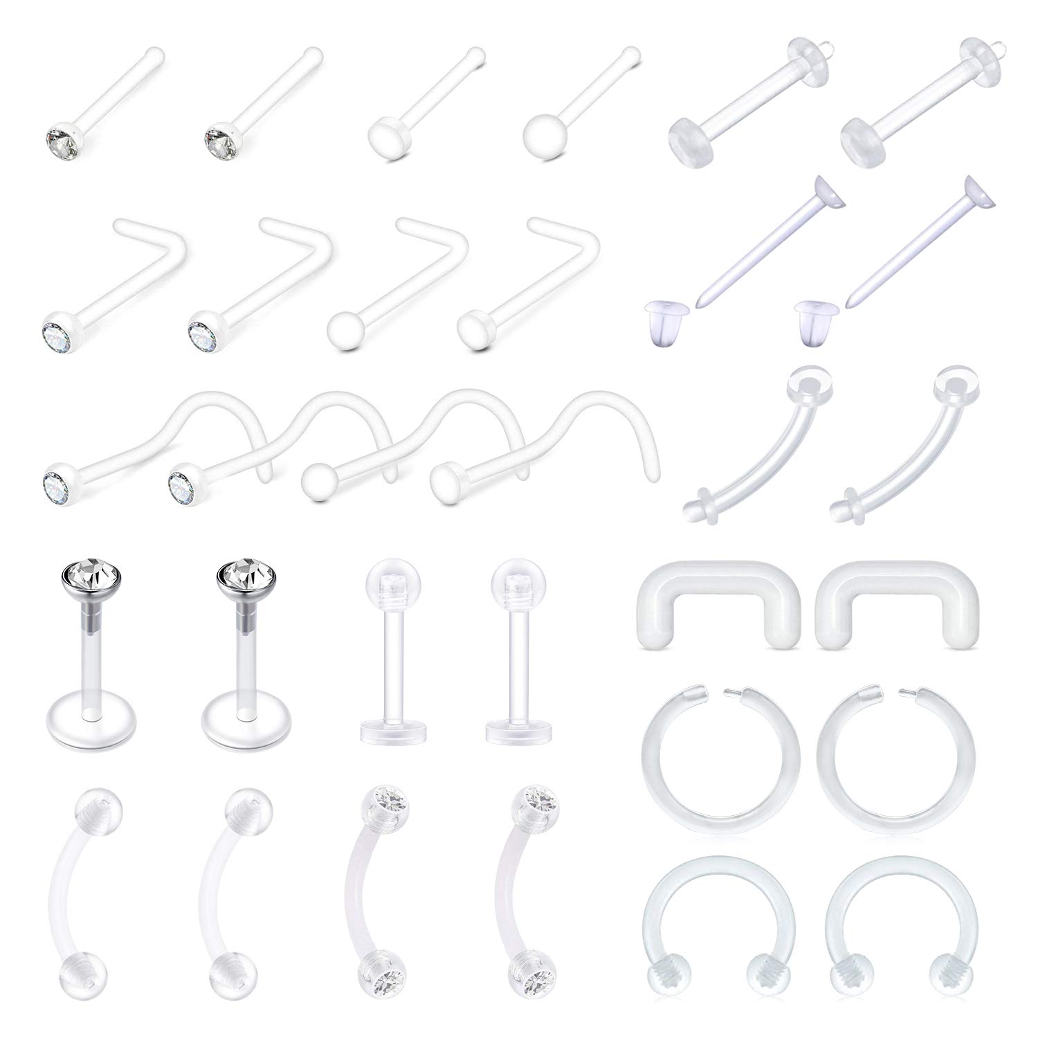 Buy Clear Nose Studs Clear Nose Rings for Work Clear Nose Piercing