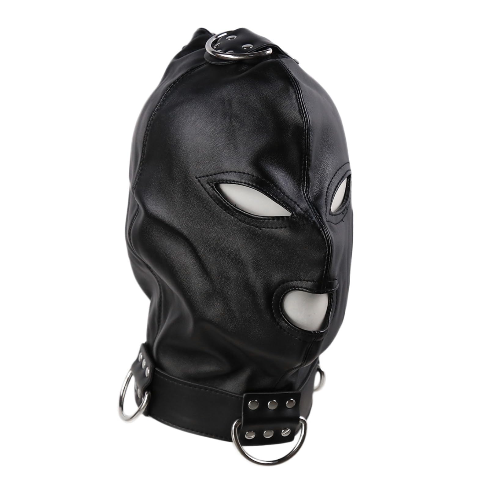 Hdynasty Black PU leather mask for men and women party rave night alternative role play mask headgear (B) - Image 3