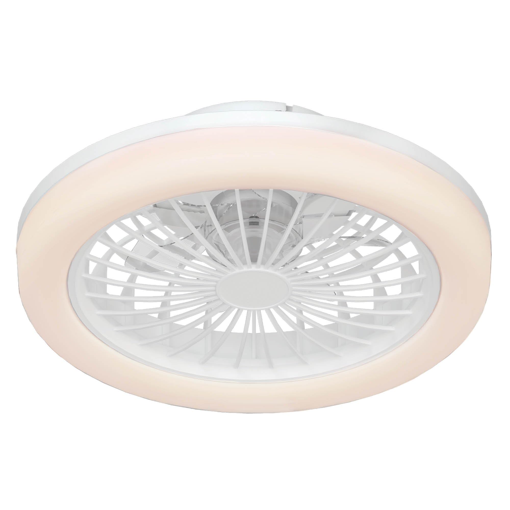 Ledvion - Ventilador de Techo con luz, 42cm, Blanco, 24W, 2500Lm, (2700k/4000K/6000K), 3 temperaturas de luz, 5 velocidades, Temporizador, Mando, Verano-Invierno