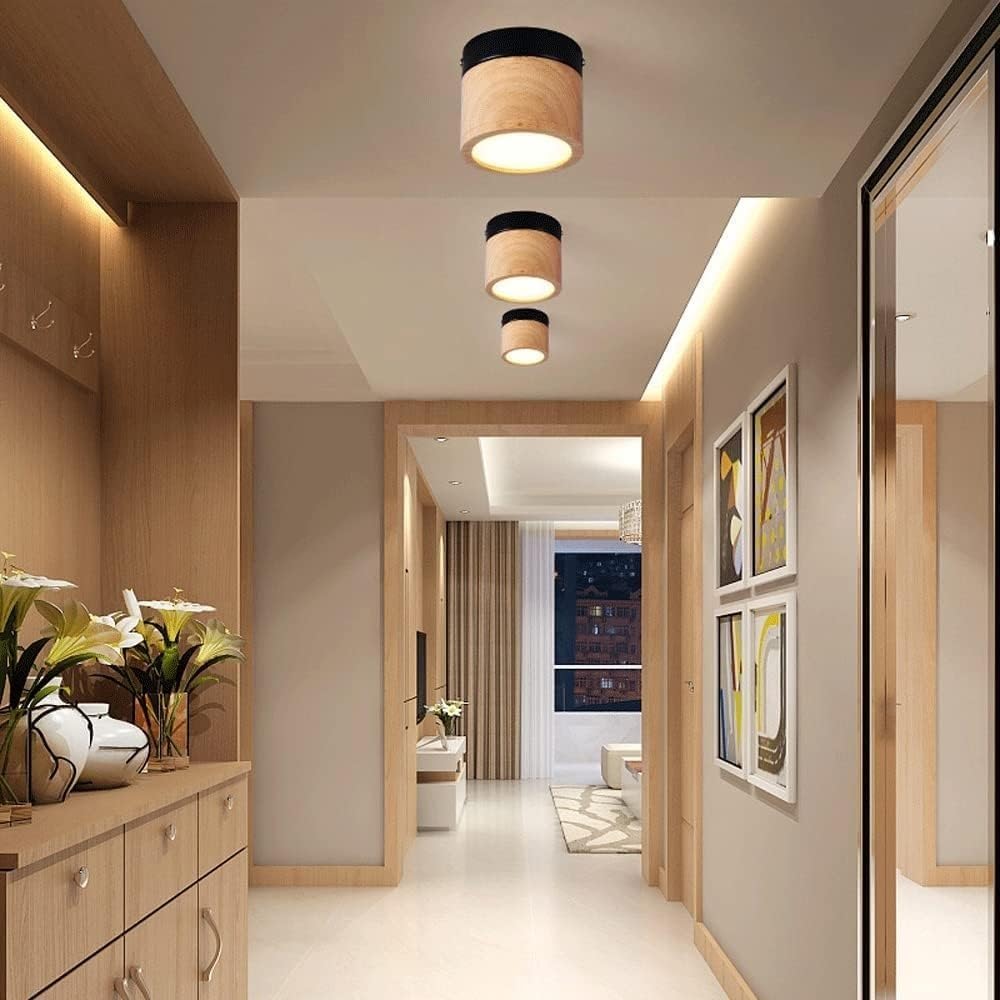 Generico Lampada da Parete Moderna Faretto da Soffitto LED in Acrilico da 5 W Faretto da Incasso in Legno per Corridoio Galleria Cucina Soggiorno