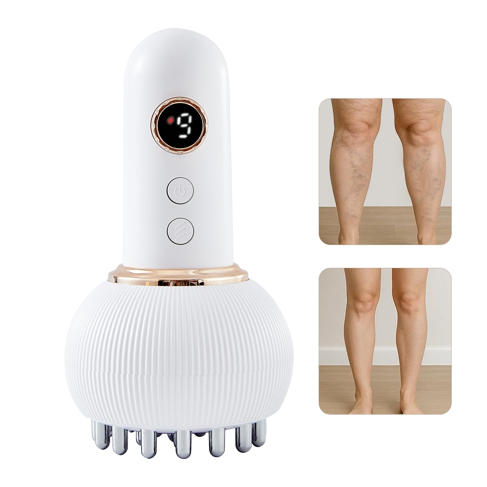 Leg Massager for Circulation and Pain Relief, Lymphatic Drainage & Varicose Veins Support - Calf, Foot & Knee Massager with SoothingPulse, Heat, Light & Vibration – Ideal for Swelling & Fatigue, White