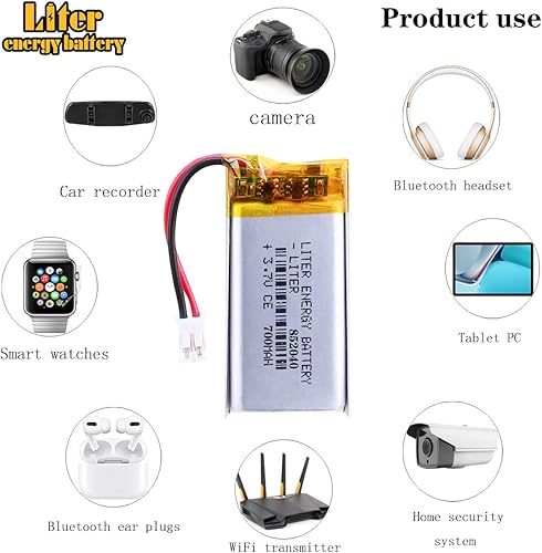 Miniatura 5 de Liter 3.7V 700mAh 852040 Lipo Batería recargable de iones de polímero de litio con conector JST 0.079 in