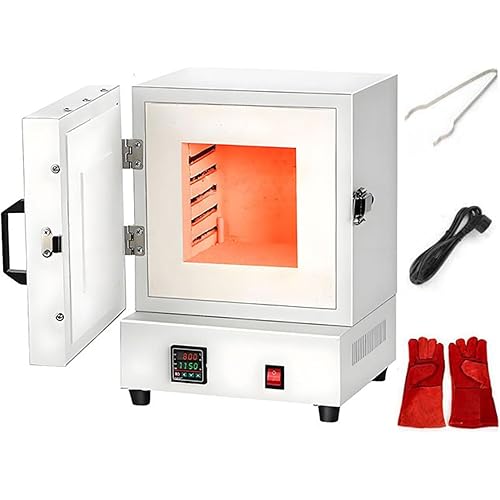 2000W Electric Kiln for Metal Melting, 1150℃ High-Temperature Lab Furnace, Enclosed Muffle Oven, Industrial Electric Burnout Oven for Jewelry & Metalwork