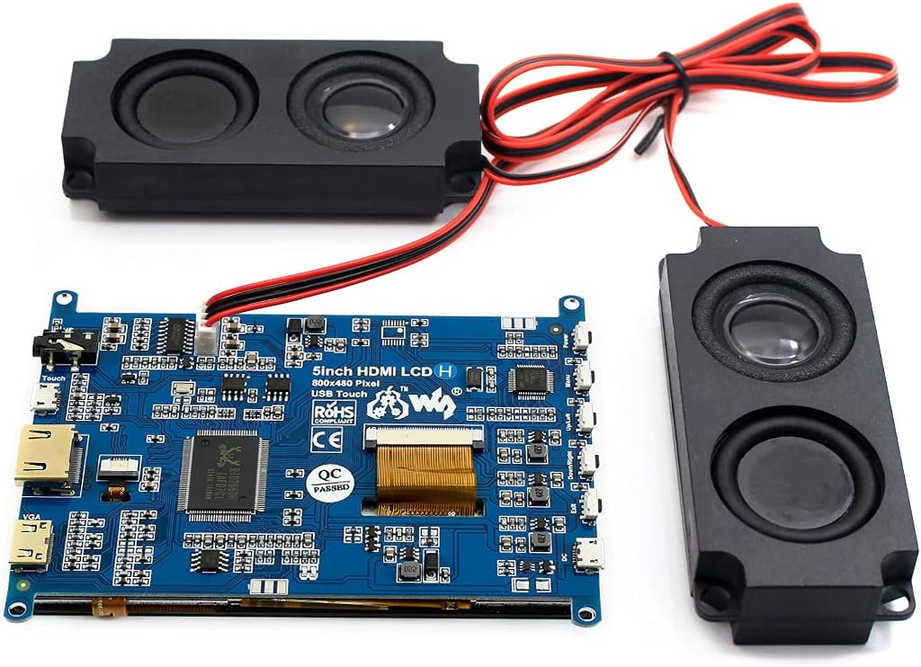 waveshare 5inch Capacitive Touch Screen LCD Compatible with Raspberry Pi 5/4B/3B+/3A+/2B/B+/A+/Zero/Zero W/WH/Zero 2W CM3+/4 Series Boards 800×480 Resolution HDMI Supports Windows 11/10 / 8.1/8 / 7