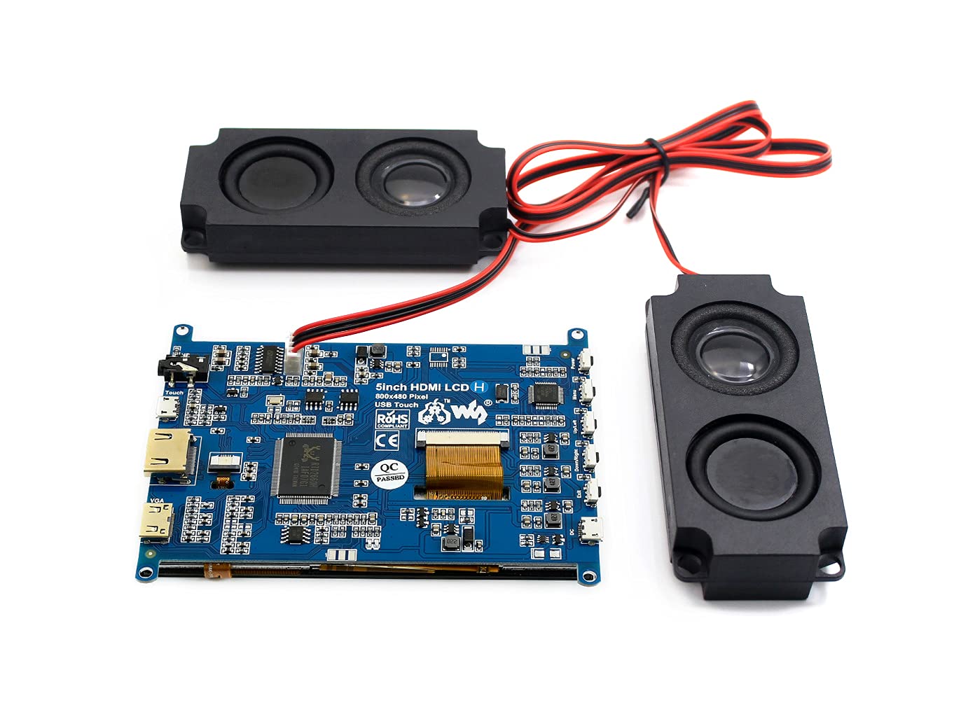 Waveshare 5 Inch Display Capacitive Touchscreen HDMI LCD (H) 800x480 Resolution Supports All Raspberry Pi/Windows 10/8.1/8/7 Computer Monitor/Game Console/Multi Mini-PC BB Black 5Zoll Bildschirm