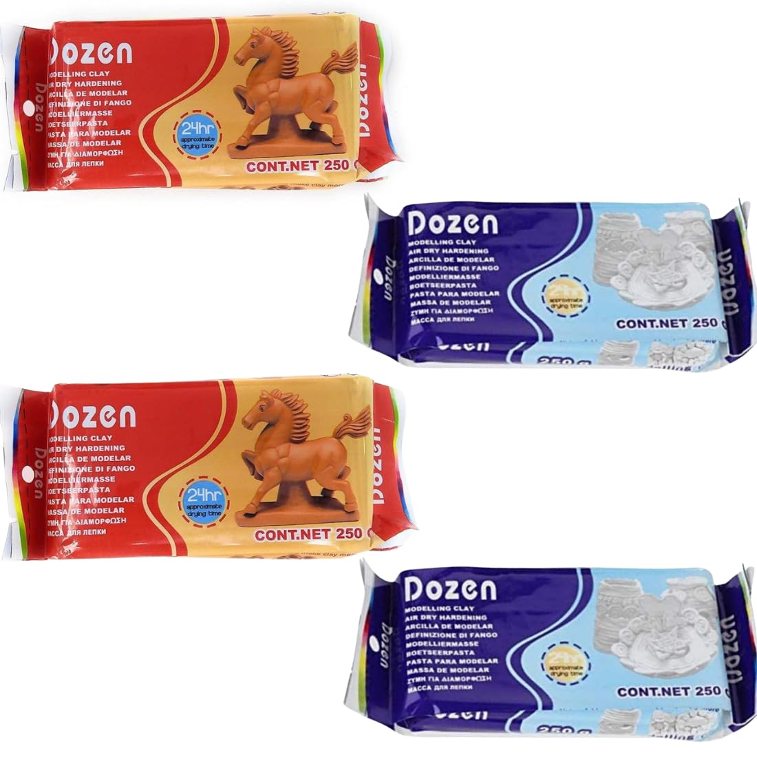 dozen sculpting clay air dry set of 4 250 grams brown and white for pottery sculpting air-drying modelling for beginners and artists