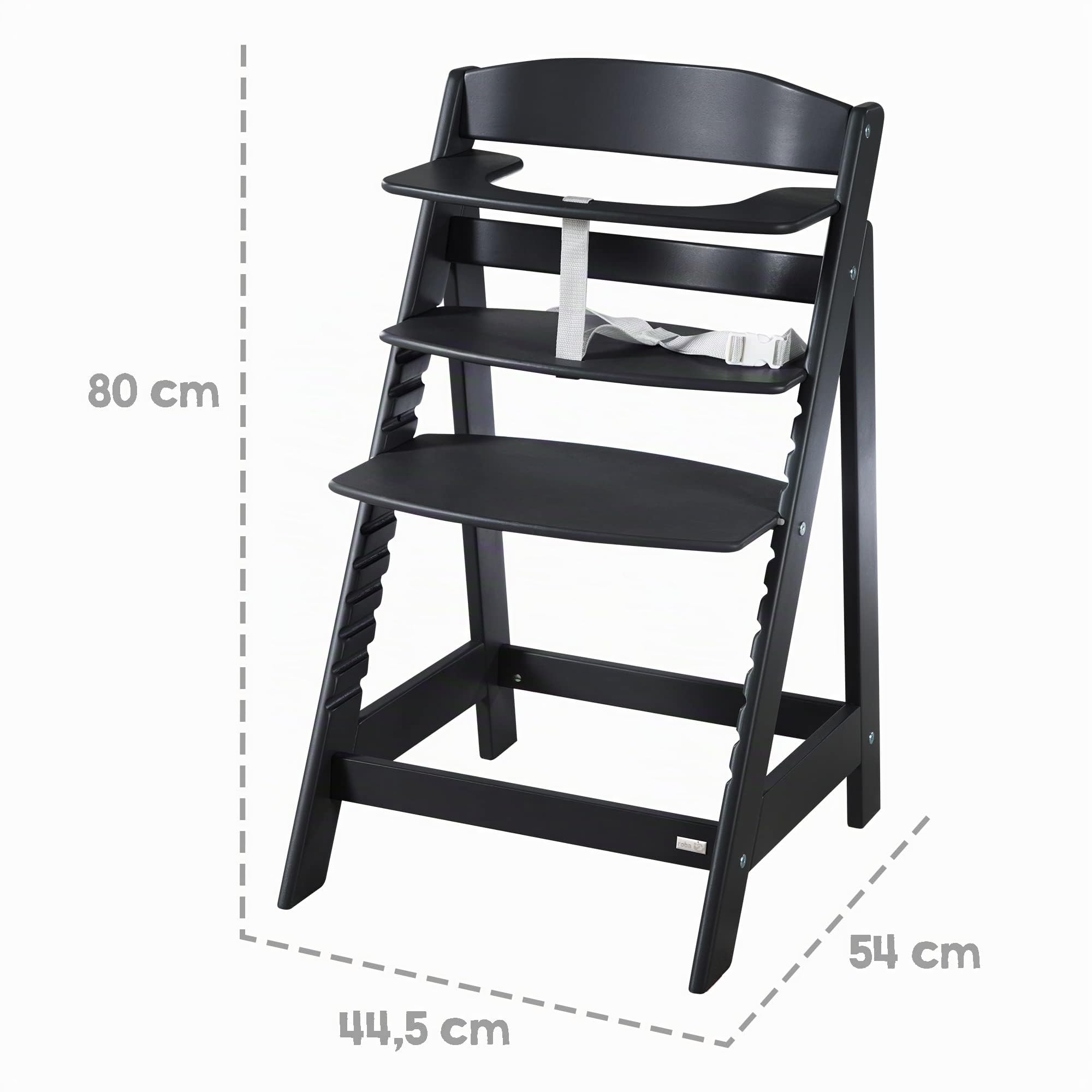 roba Seggiolone Evolutivo Sit Up Flex 2 in 1, Altezza Regolabile, dai 6 Mesi fino ai 70 kg, con Poggiapiedi, Robusto ed Ergonomico, Legno Laccato Nero
