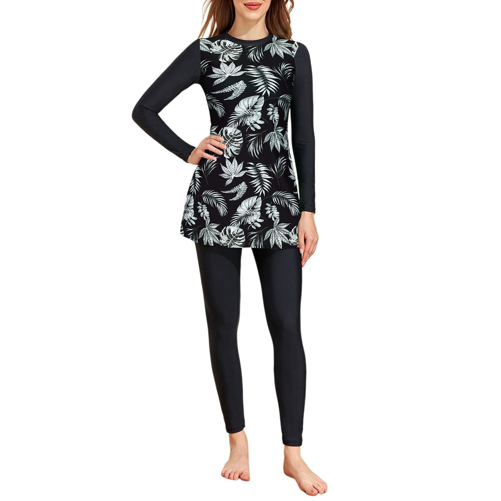 Generico Burkini Costume Donna Musulmana Maniche Lunghe Costume da Bagno Islamico Modest Full Cover Elegante Swimsuit Beachwear Estive Regalo