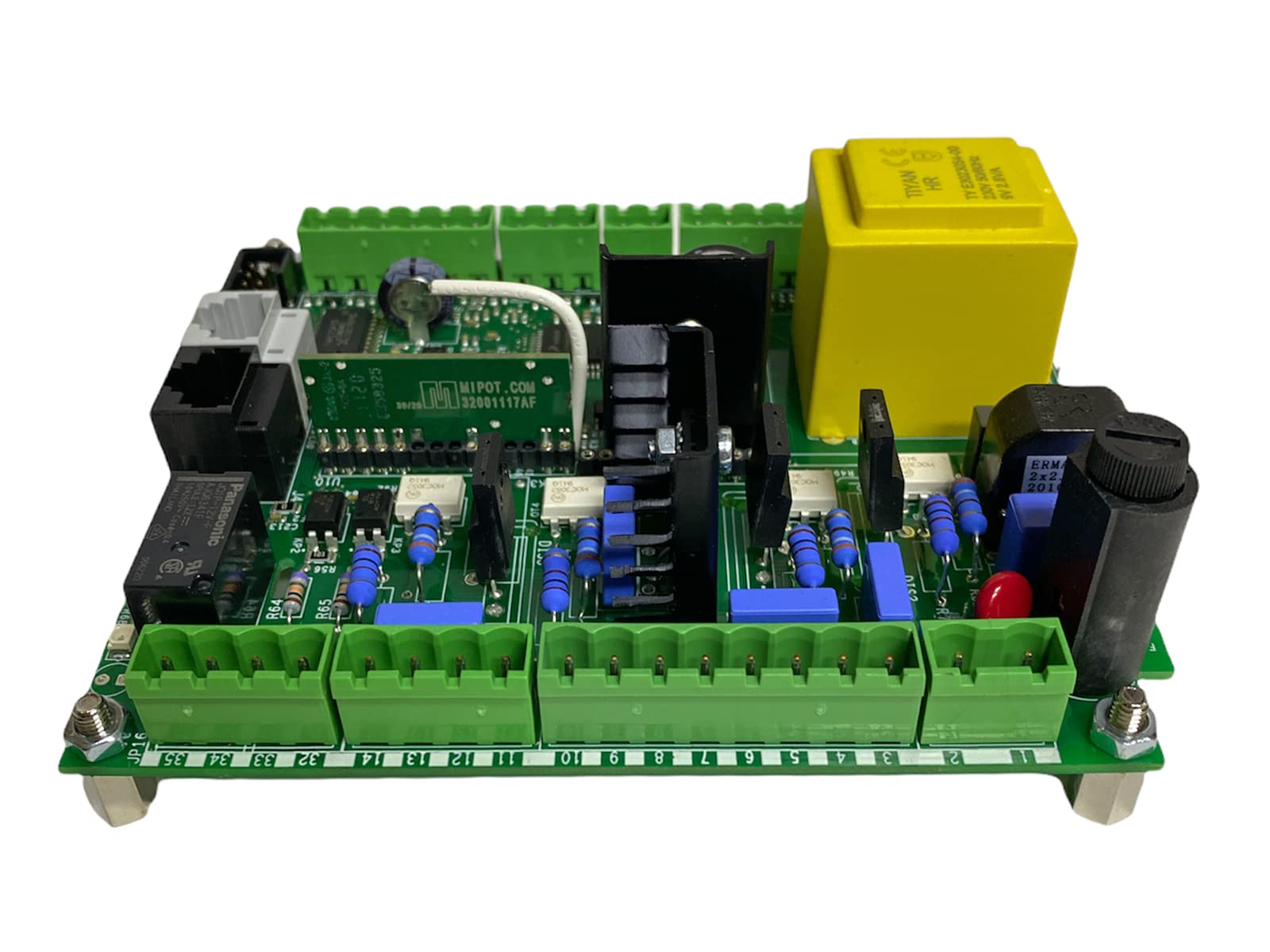 ERICAMBI, Scheda di Controllo SY100_ARIA per Stufe a Pellet, Sonda Fumi fino a 500°C, Predisposta per Encoder, Connettore RS232, Fissaggio Scheda su 4 Punti