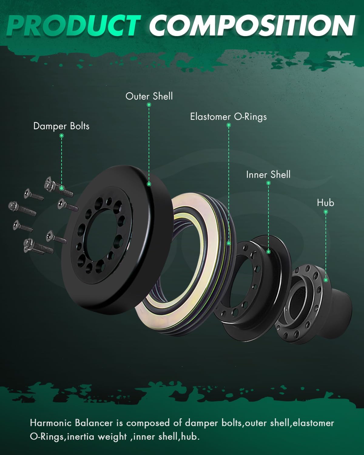SCITOO Engine Harmonic Balancer Crankshaft Pulley 2006-2007 for Honda for Accord 2.4L,2007-2011 for Honda Element 2.4L 2.4L 594-430,13810RAAA11