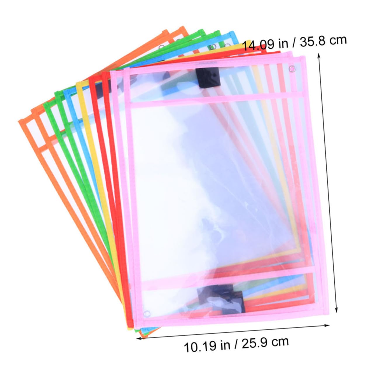 TEHAUX 24pezzi Riutilizzabili Cancellabili Secco Trasparenti su Entrambi i Lati in Pvc con Portapenne e Occhiello Angolare in Metallo Articoli di Cancelleria per Ufficio e Colore Casuale