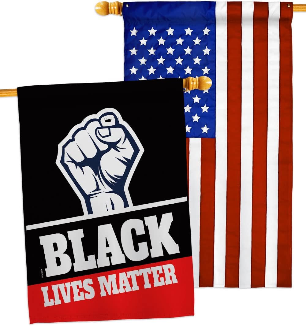 All Lives Matter Black Pack Support Cause BLM Anti Racism Revolution Movement Equality Social USA Applique Decoration Banner Small Garden Yard Gift Double-Sided, House Flag 28" x 40", Thick Fabric