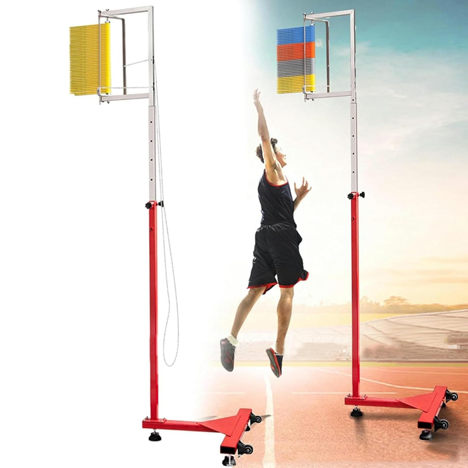 Vertikaler Sprungtester/Trainer Mit Stabiler Basis Für Erwachsene, Höhenverstellbares, Bodenstehendes Hochsprung-Trainingsgerät, Vertikaler Sprungtester-Messstab Mit Reset-Funktion