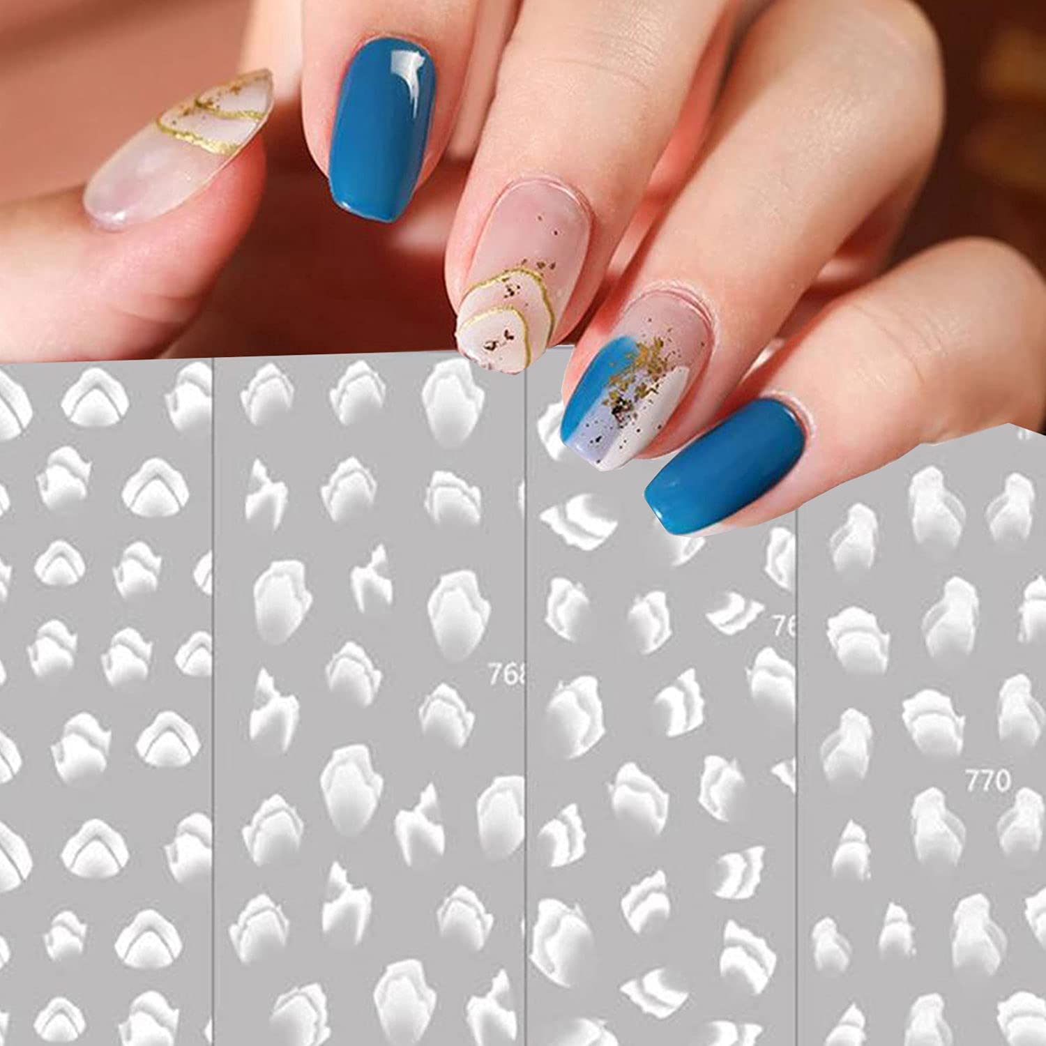 Amazon.com: Flower Nail Art Stickers Decal French Line 3D Self Adhesive  White Line Mountains Hills Stripe Design for Manicure DIY Decal Nail Art  Decorations Supplies for Women Kids Nail Accessories : Beauty