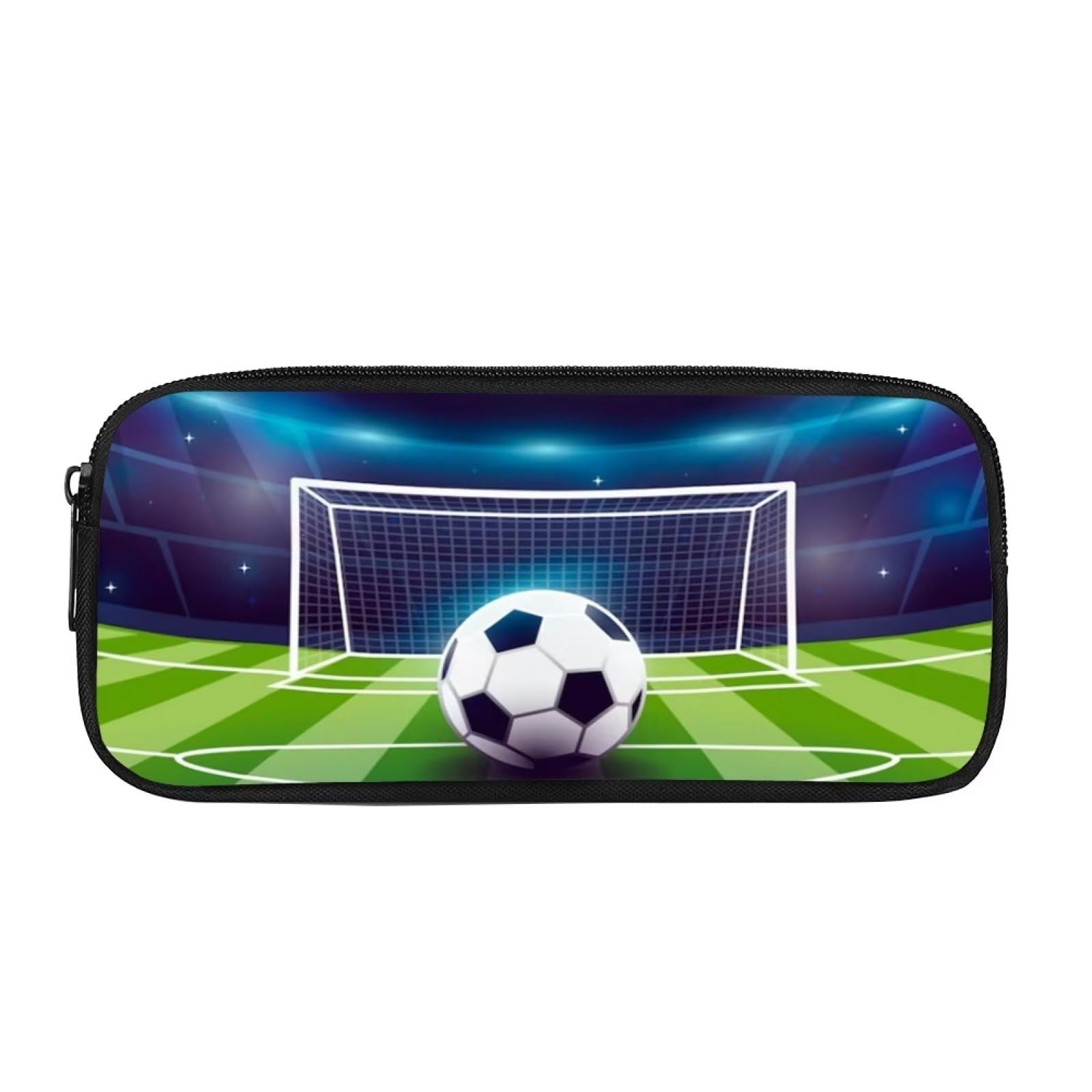 COEQINE Soccer Print Pencil Pouch Zipper Pencil Pouch Case Cosmetic Bag, Football Pencil Organizer Soccer Game Size 4-5 — image 1