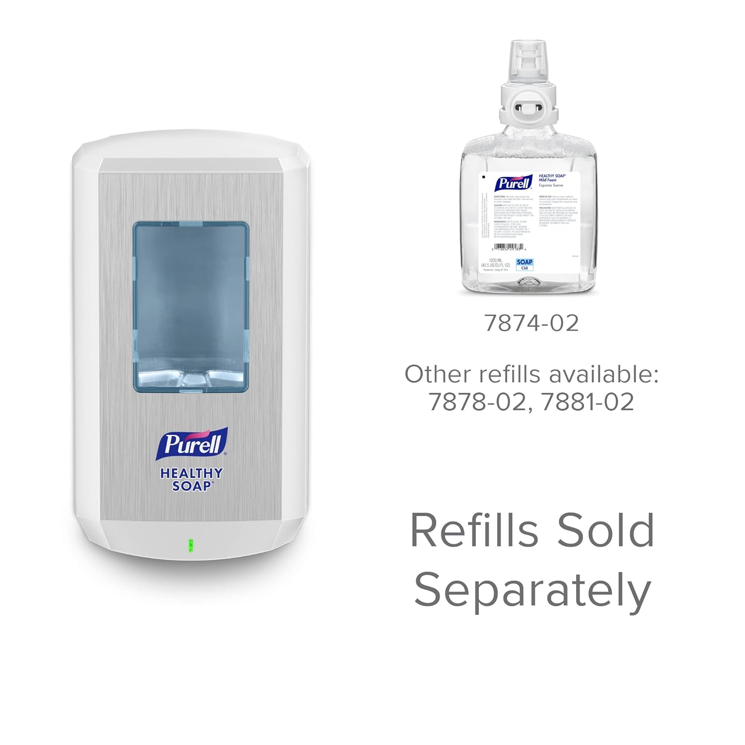 PURELL CS8 Automatic Hand Soap Dispenser, White, for 1200 mL PURELL CS8 Soap Refills (Pack of 1) - 7830-01 - Manufactured by GOJO, Inc.