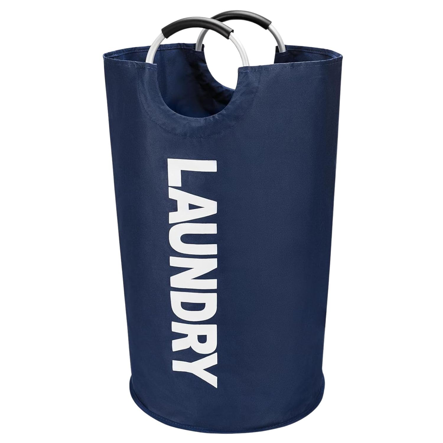 Laundry Basket XL 90L with aluminium Handles,Collapsible Laundry Bag Bin Hamper,Water Resistant Oxford cloth bag,Foldable Laundry Basket for Dirty Used Clothes for Washing(79X38cm)Navy Blue-image-13