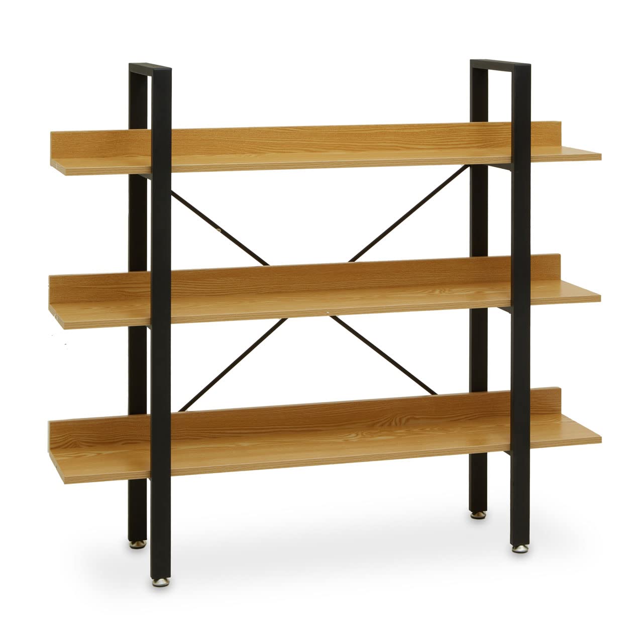 Interiors By Premier Black Bookcase Laxton 3 Shelves Oak Effect/ Short