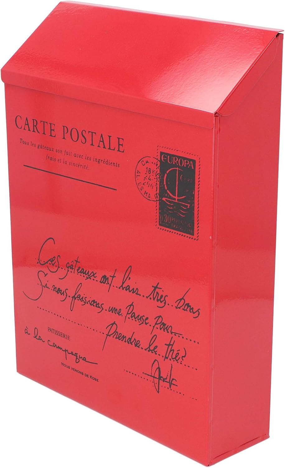 Rustic Iron Mailbox, Wall Mounted Suggestion Box with 2 Keys 3 Hooks, Box with Locked Design, for Home Office (Small Letters in Red)