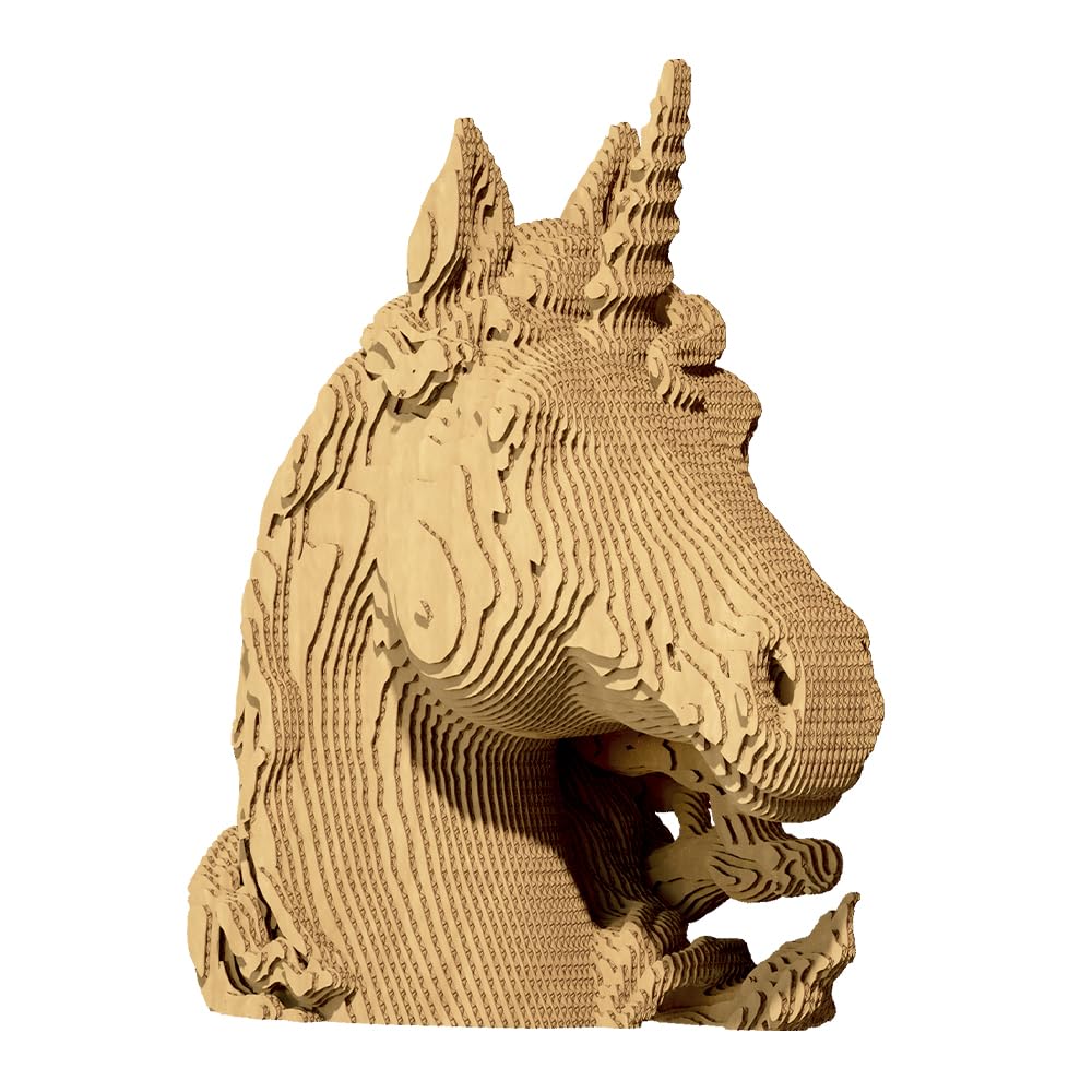 Licorne Puzzle 3D en Carton – Maquette à Monter | 65 Pièces, 18 × 18 × 9 cm – Kit Sculpture DIY à Peindre, Matériaux Recyclés, Ados & Adultes, Idée Cadeau Déco