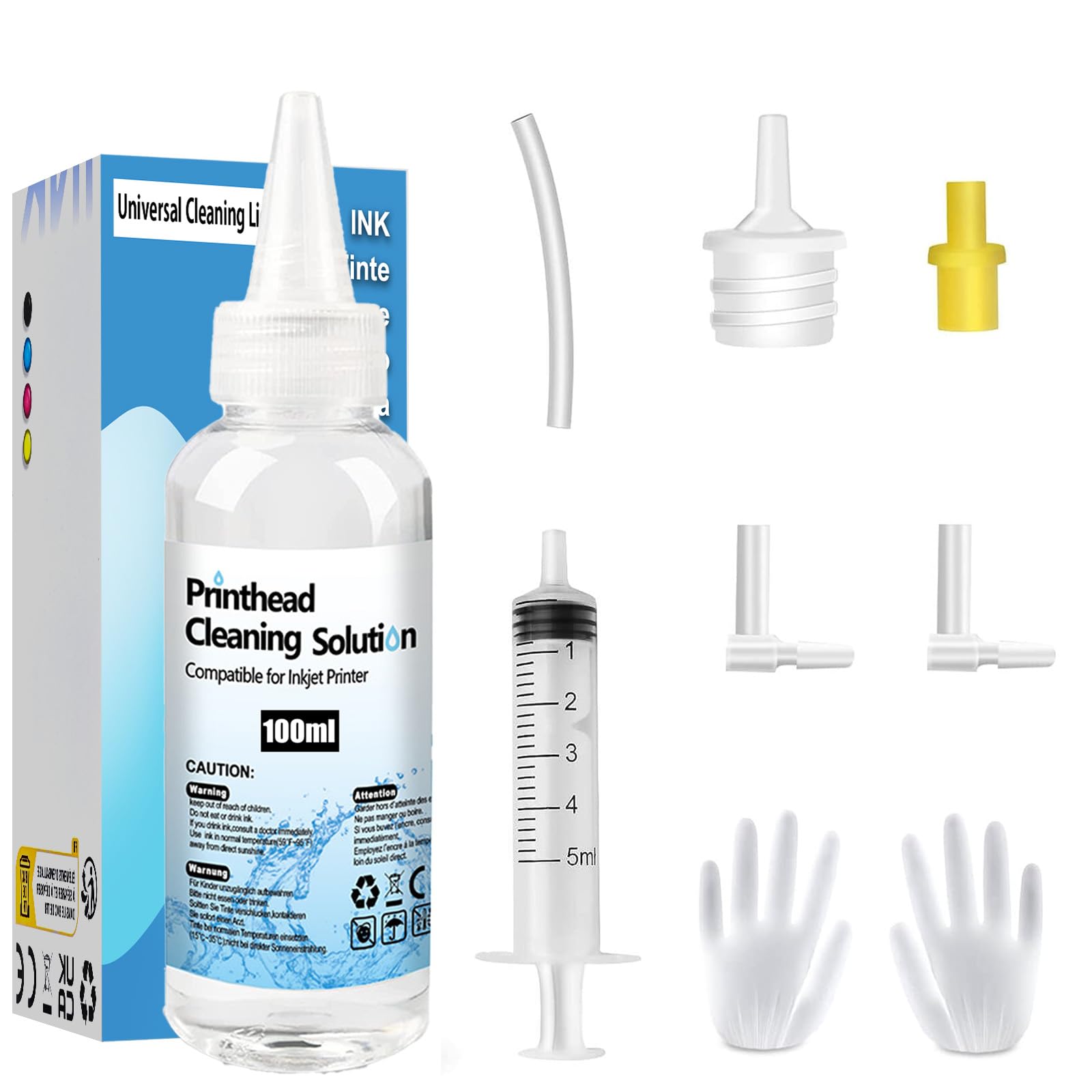 Printer Head Cleaner Kit for All Inkjet Printers, Nozzle Cleaner, Printer Head Cleaning, Printhead Cleaning Kit Compatible with Epson HP Canon Brother Inkjet Printers (1-Pack, 100ml)