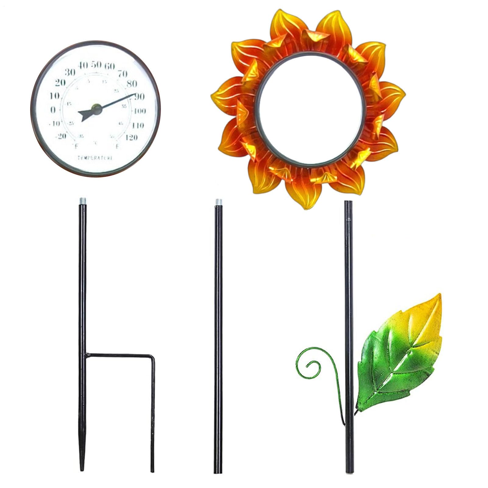 Termometro all'aperto - Termometro decorativo | indicatore di temperatura | esterno | Metro per l'umidità interna per patio | Strumento di di girasole in metallo per la decorazione del cortile da g