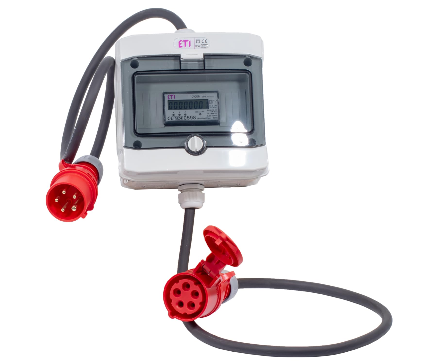 Adapter CEE Stecker 32A auf CEE Kupplung 32A mit MID Zähler | A023