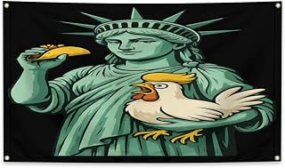Statue of Liberty Chicken Taco Trump Always Chicken Out Flag Double Sided Vibrant Outdoor Decoration for Yard, Porch, or Garden