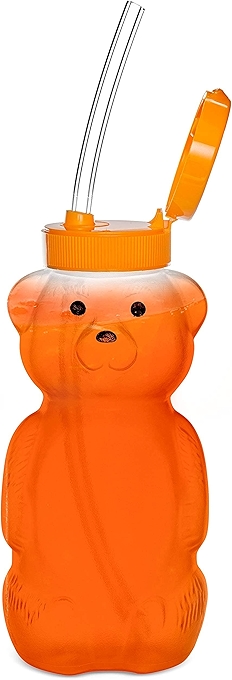 Honey Bear Straw Cup - Squeezable Therapy Drink Container with Spill Proof Lid
