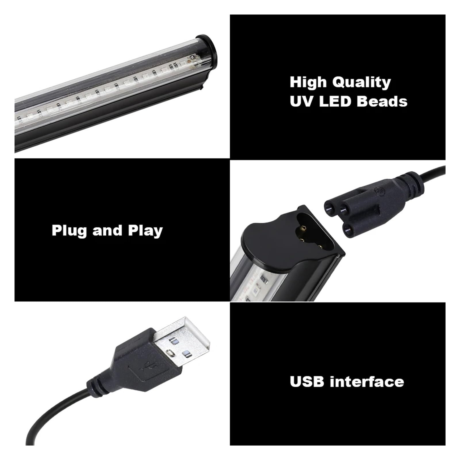 Lampa utwardzająca UV, Lampa UV USB T5 T8 Tube 6W 8W Lampa ultrafioletowa Bar do fluorescencyjnego oświetlenia imprezowego, dyskotekowego, scenicznego, taśma UV do szafki(T8)
