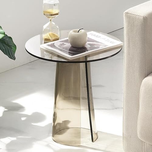 ACRYLCASE Round Acrylic End Table Tea Grey Transparent Color Acrylic Nesting Tables(15x15x15''H) ACRYLCASE Round Acrylic End Table Tea Grey Transparent Color Acrylic Nesting Tables(15x15x15''H)