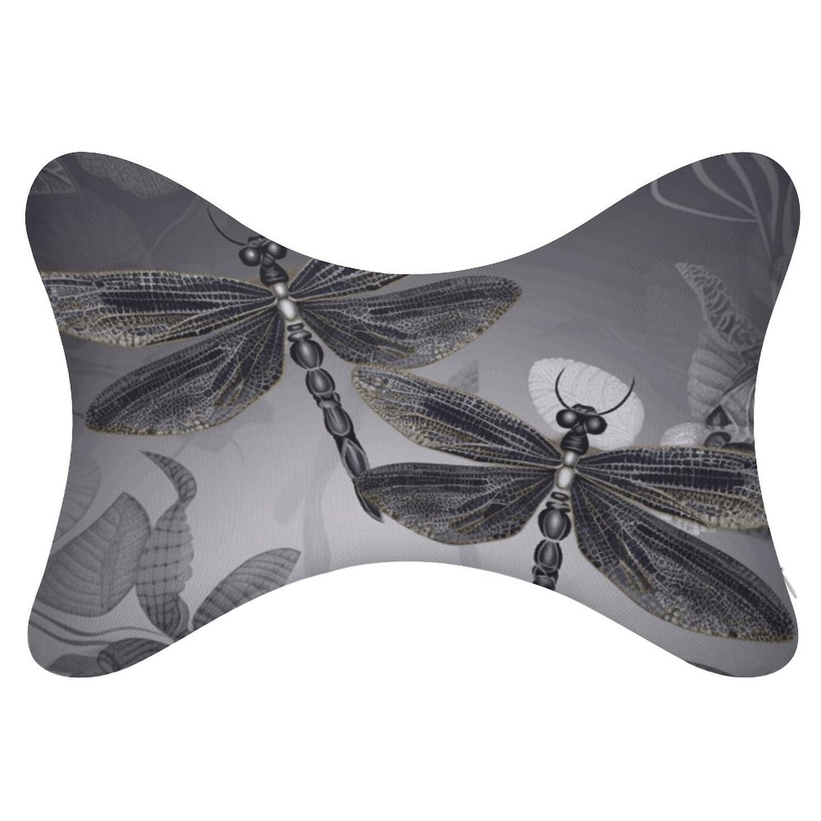 FekiLoot Dragonflies Grey Car Headrest Set of 2,Softness Memory Foam Car Neck Pillow with Breathable Removable Cover Car Neck Support Pillow Ergonomic for Driving, Office
