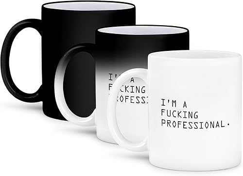 3dRose mug _ 221162 _ 3 I 'm a Fucking profesional Magic transformando taza, 11 oz, color blanco y negro