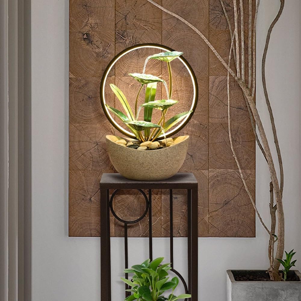 Fuente de Agua Decorativa Fuente de Escritorio Zen Flow con Cascada for relajación en Interiores, Ideal for Sala de Estar y Oficina. Fuente de Interior