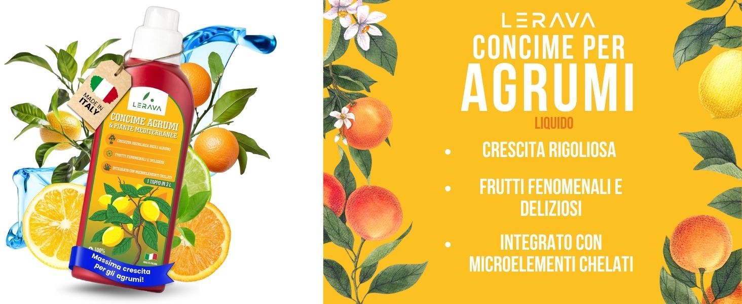 LERAVA Concime Liquido Agrumi - Fertilizzante Per Limoni, Arance, Mandarin Con Microelementi, 700ml Con Dosatore, Made In Italy - Foto 11