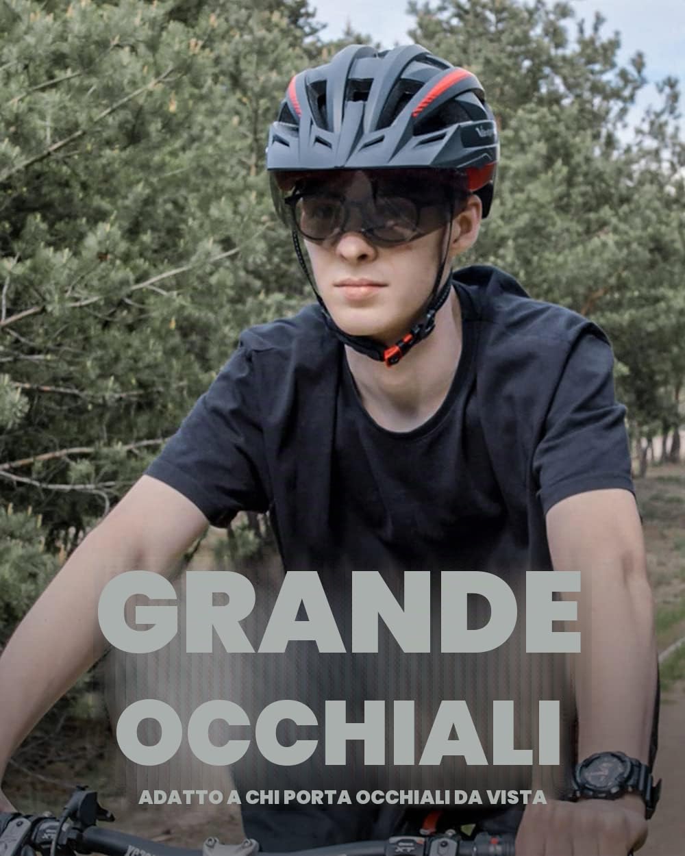 VICTGOAL Casco da ciclismo da uomo e donna, con visiera magnetica rimovibile, traspirante, con 21 canali di ventilazione, casco da bicicletta regolabile