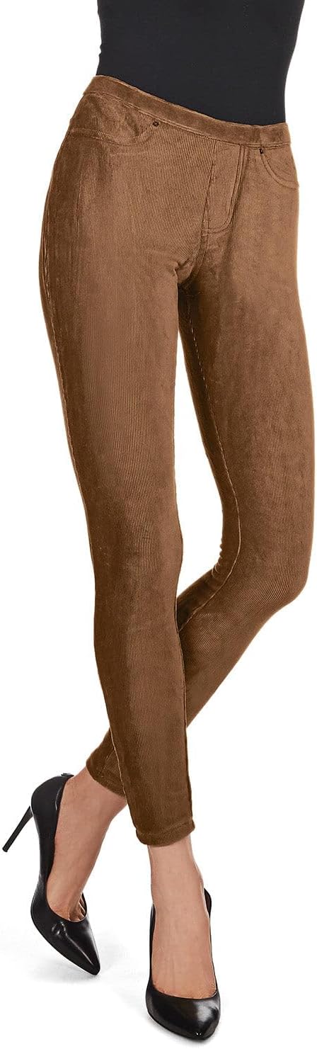 MeMoi Thin-Rib Slim-Cut Stretch Corduroy Leggings