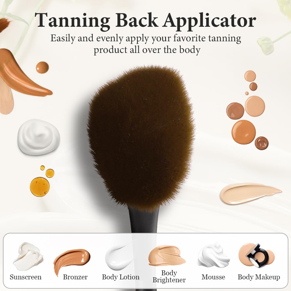 LOPHE Aplikator Tanning Back Appper, samopalacz do pleców, aplikator balsamu z rękawami, aplikator pleców dla kobiet i mężczyzn, strefy trudne