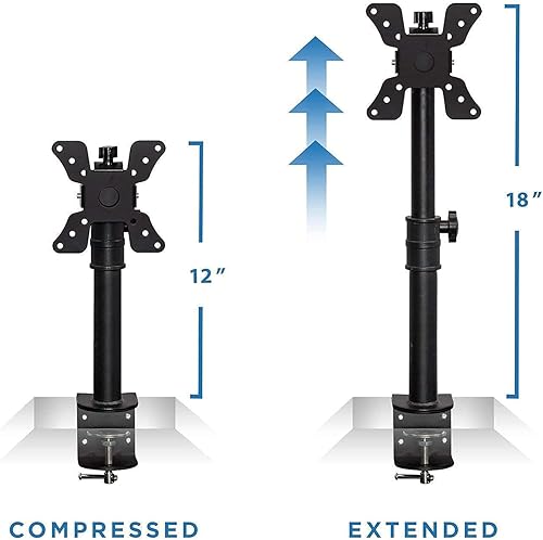 Miniatura 7 de Mount-It! Escritorio móvil de pie, estación de trabajo de computadora de altura ajustable y soporte de monitor VESA único ajustable en altura, se