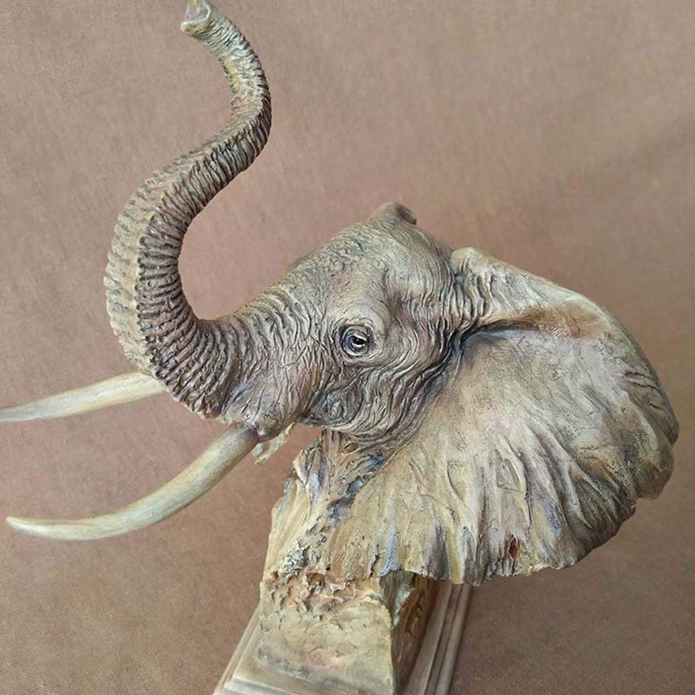 Escultura de cabeza de elefante, modelo de cabeza de animal, estatua de busto de simulación, resina, manualidades, colección de arte, buena decoración