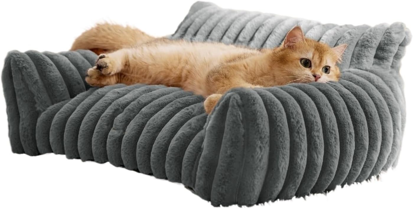Pet Cushion, Cats Bed Dog Sofa Beds Goods Pet Puppy Kitten Cushions Houses Habitats House Supplies ，Antislip Bottom(White,61x45x25cm)