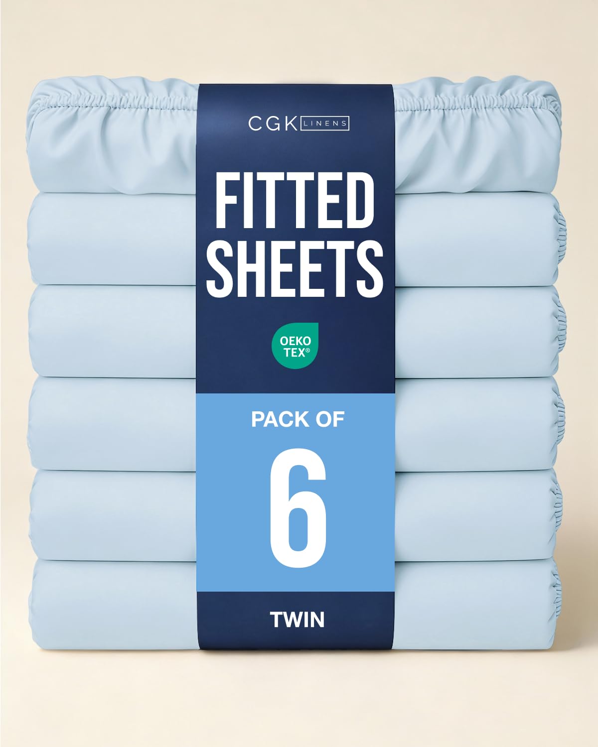 Twin Fitted Sheet - Pack of 6 Single Fitted Bottom Sheet Only - Sky Blue
