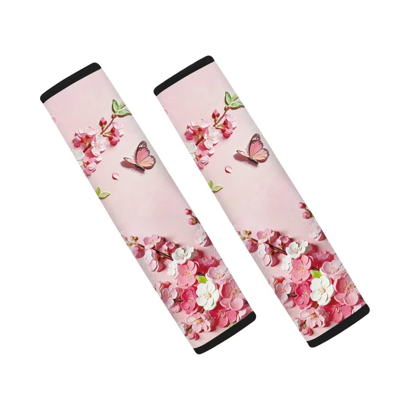 AFPANQZ Auto Seat Belt Covers for Adults Children 2 Pack Safety Seatbelt Pad Cushion Kit Butterfly Peach Blossom Universal Daiper Bag Backpack Shoulder Straps Pads Comfortable Universal