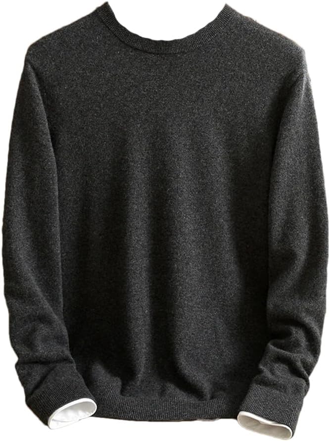 メンズ 100% カシミヤ クルーネック セーター ビジネス カジュアル ニット ジャンパー ソリッド カラーの下敷きセーター