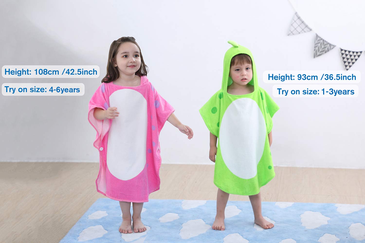 Toalla de baño para niños LOLANTA con capucha de dinosaurio para niños, toalla de playa, poncho de natación, suave, 100% algodón