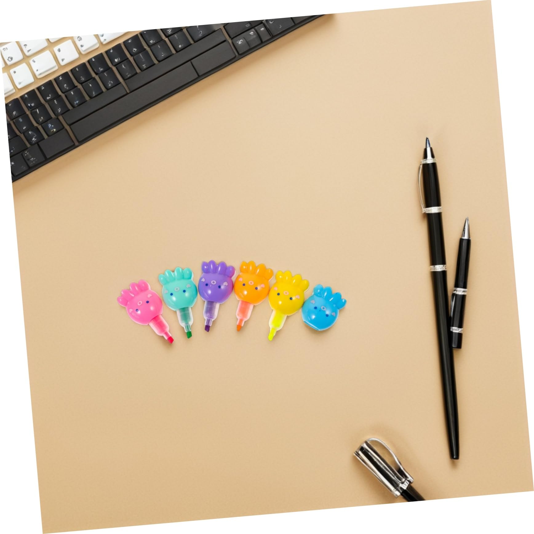 NUOBESTY 2 Set Evidenziatori Mini Impilabili Polpo Fluorescenti Colorati per Scrittura e Scolastico Ufficio e Casa