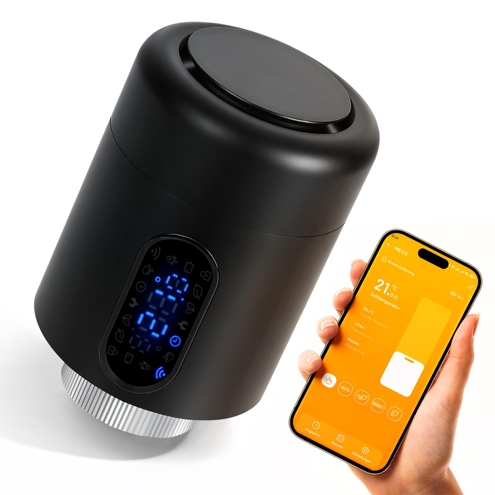 Termostat grzejnikowy, WiFi Smart termostat grzewczy ze sterowaniem za pomocą aplikacji, w zestawie 5 adapterów, nie wymaga bramki, kompatybilny z Alexa i Google Home, do grzejników