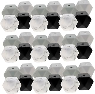 VILLCASE 120 Peças Kit De Contas De Silicone Contas Coloridas Colares Em Massa Colares De Contas Clipe De Chupeta De Silicone Contas De Silicone Colar De Dentição Colar De Silicone