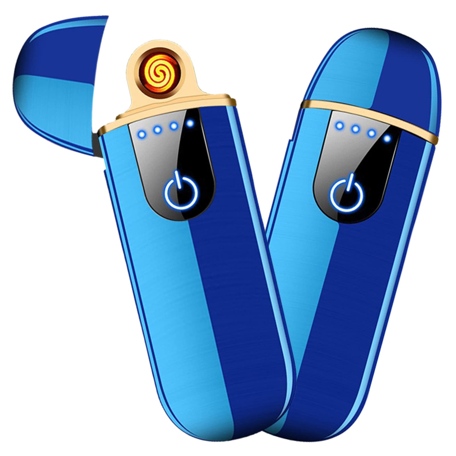 YANGVVIA Electronic Lighter, Smart USB Rechargeable Lighter,Mini Electric Lighter Touch Ignition Windproof Flameless Lighter Plasma Lighter with Battery Indicator for Men Father Gifts (Blue)