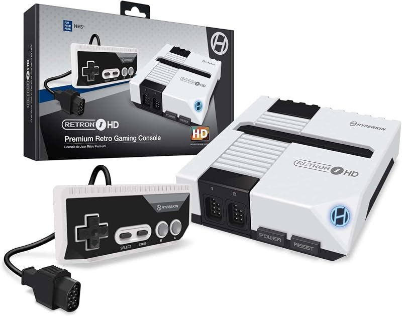 Hyperkin RetroN 1 HD Retro Gaming Console for NES with Controllers -White | with 3 ft. HD Cable, 6 ft. Micro USB Charge Cable with USB AC Adapter